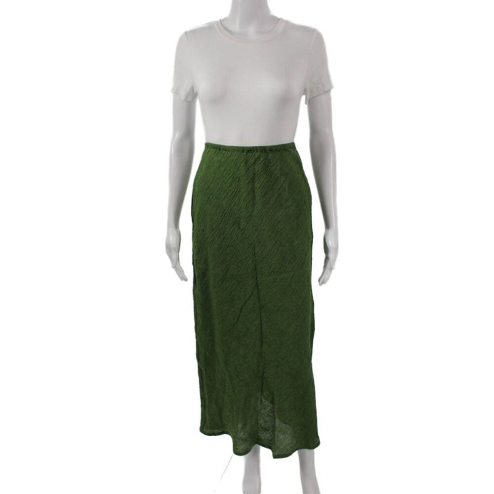 DOMINIQUE HEALY Women Green Linen Maxi Skirt Pull On Size 2